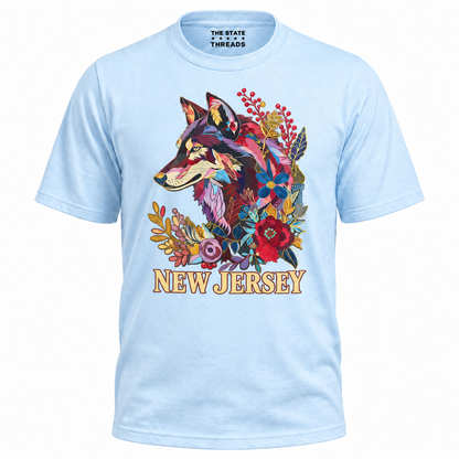New Jersey Floral Wolf Botanical Vintage Shirt
