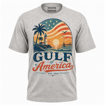 Gulf of America Lighthouse Coastal Sunset Patriotic Shirt