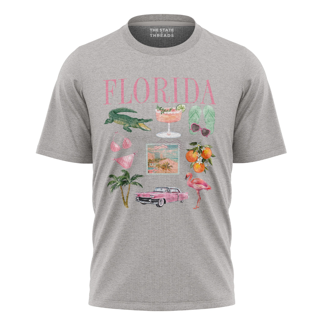 Florida Summer Vacation Icons Beach Fun Collage Shirt
