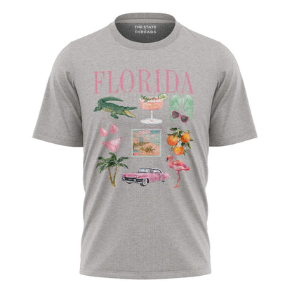 Florida Summer Vacation Icons Beach Fun Collage Shirt