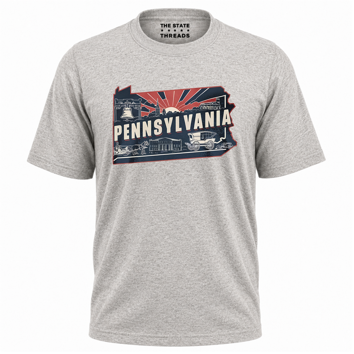 Pennsylvania Retro State Map Landmark Sunset Shirt