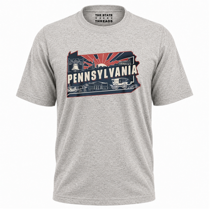 Pennsylvania Retro State Map Landmark Sunset Shirt