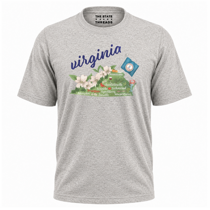 Virginia State Pride Floral Map Shirt