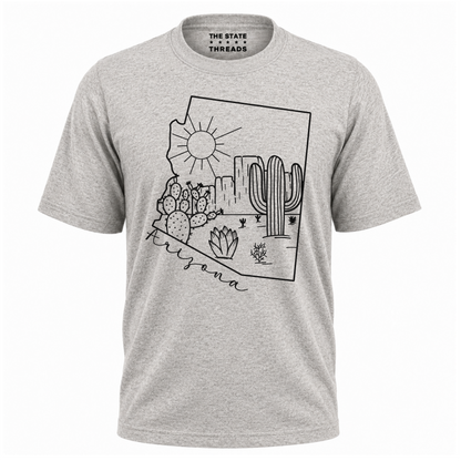 Arizona State Map Cactus Line Art Desert Shirt