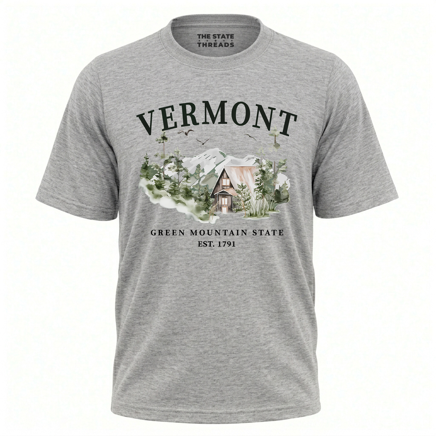 Vermont Green Mountain State A-Frame Cabin Nature Shirt