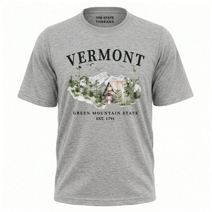 Vermont Green Mountain State A-Frame Cabin Nature Shirt