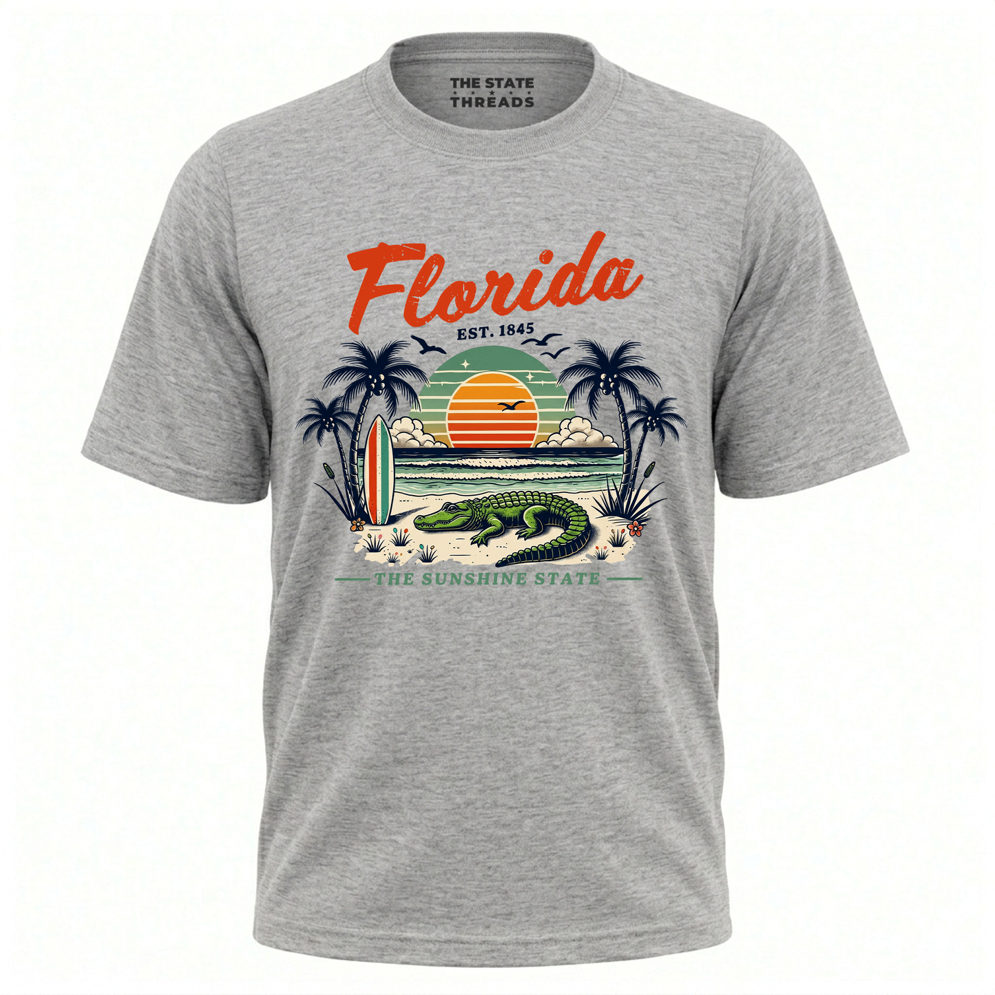 Florida Sunshine State Alligator Retro Sunset Beach Shirt