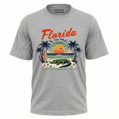 Florida Sunshine State Alligator Retro Sunset Beach Shirt
