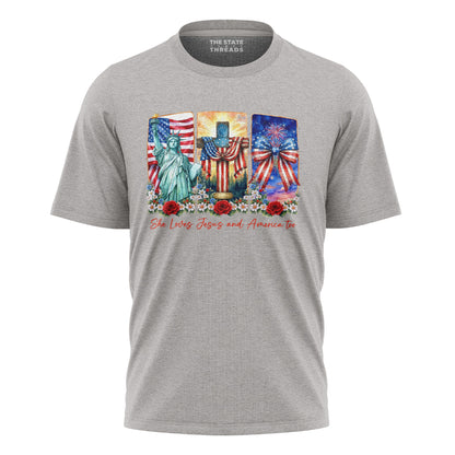 She Loves Jesus and America Too Faith Shirt