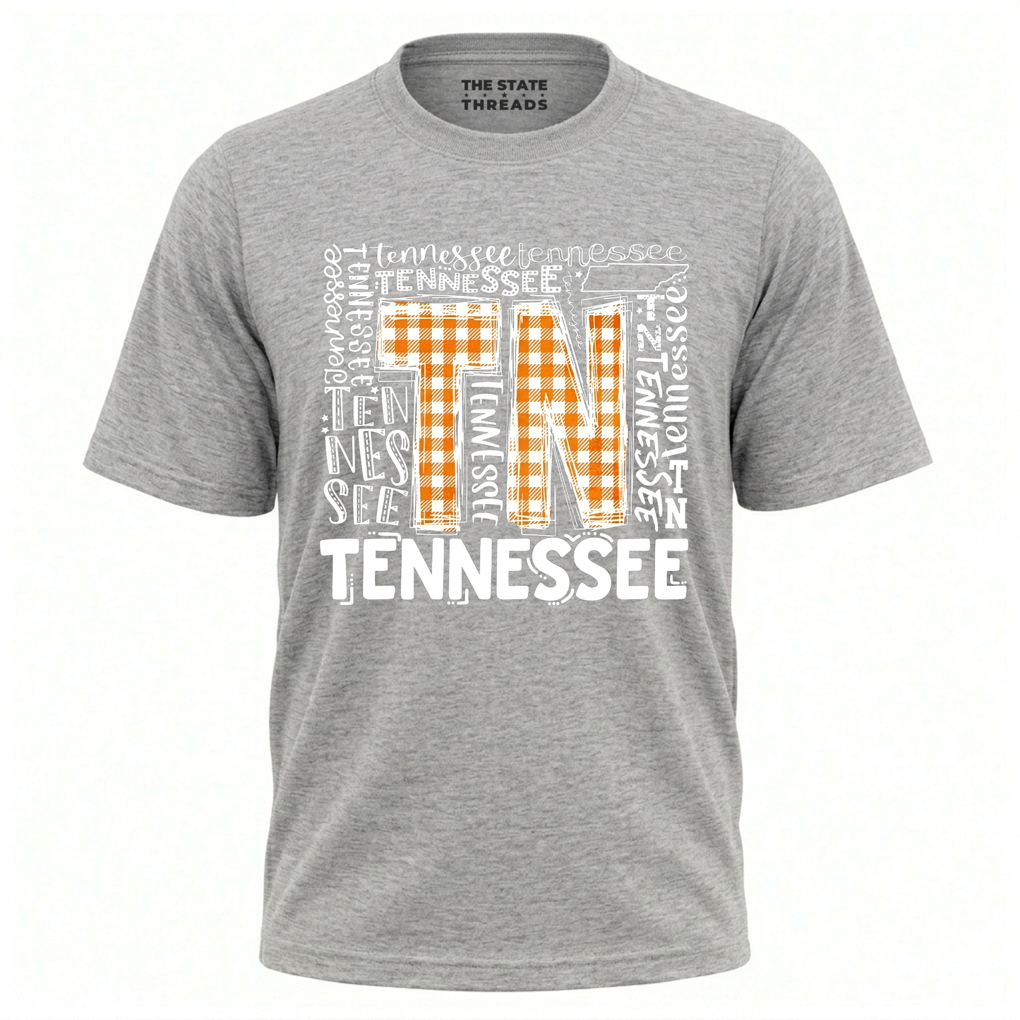 Tennessee Orange Checkerboard TN Typography Shirt