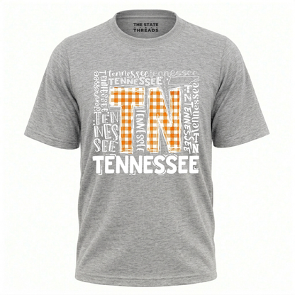 Tennessee Orange Checkerboard TN Typography Shirt