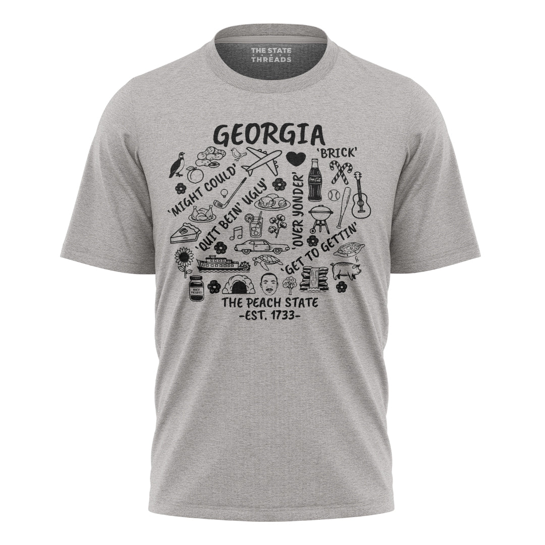 Georgia Peach State Southern Slang Icons Culture Shirt