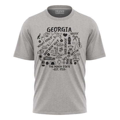 Georgia Peach State Southern Slang Icons Culture Shirt