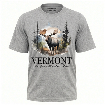 Vermont Watercolor Moose Forest Mountain State Pride Shirt