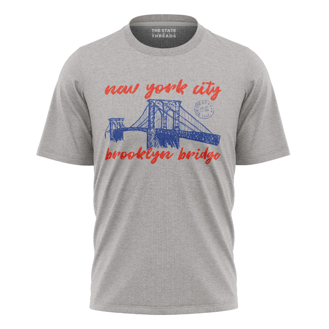 New York City Brooklyn Bridge Vintage Postcard Shirt