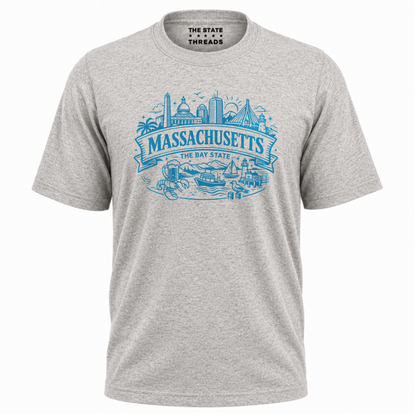 Massachusetts Bay State Boston Skyline Coastal Travel Shirt