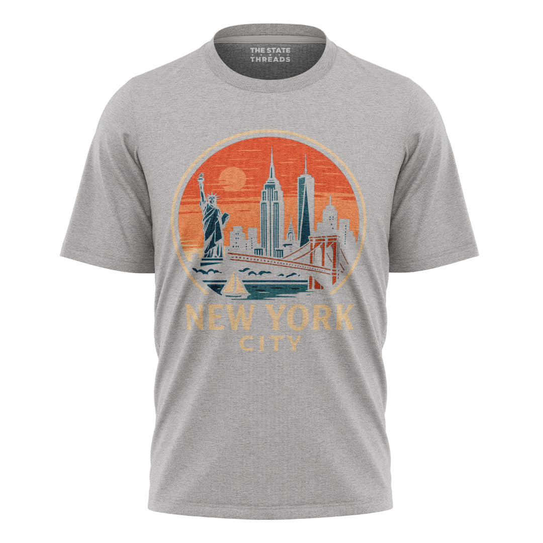 New York City Retro Sunset Circle Badge Shirt