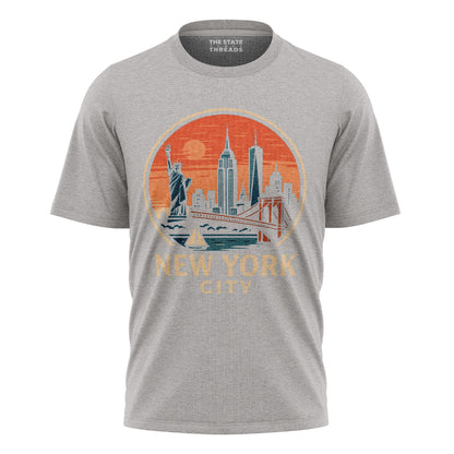 New York City Retro Sunset Circle Badge Shirt