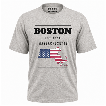 Boston Massachusetts Flag Map State Pride Shirt