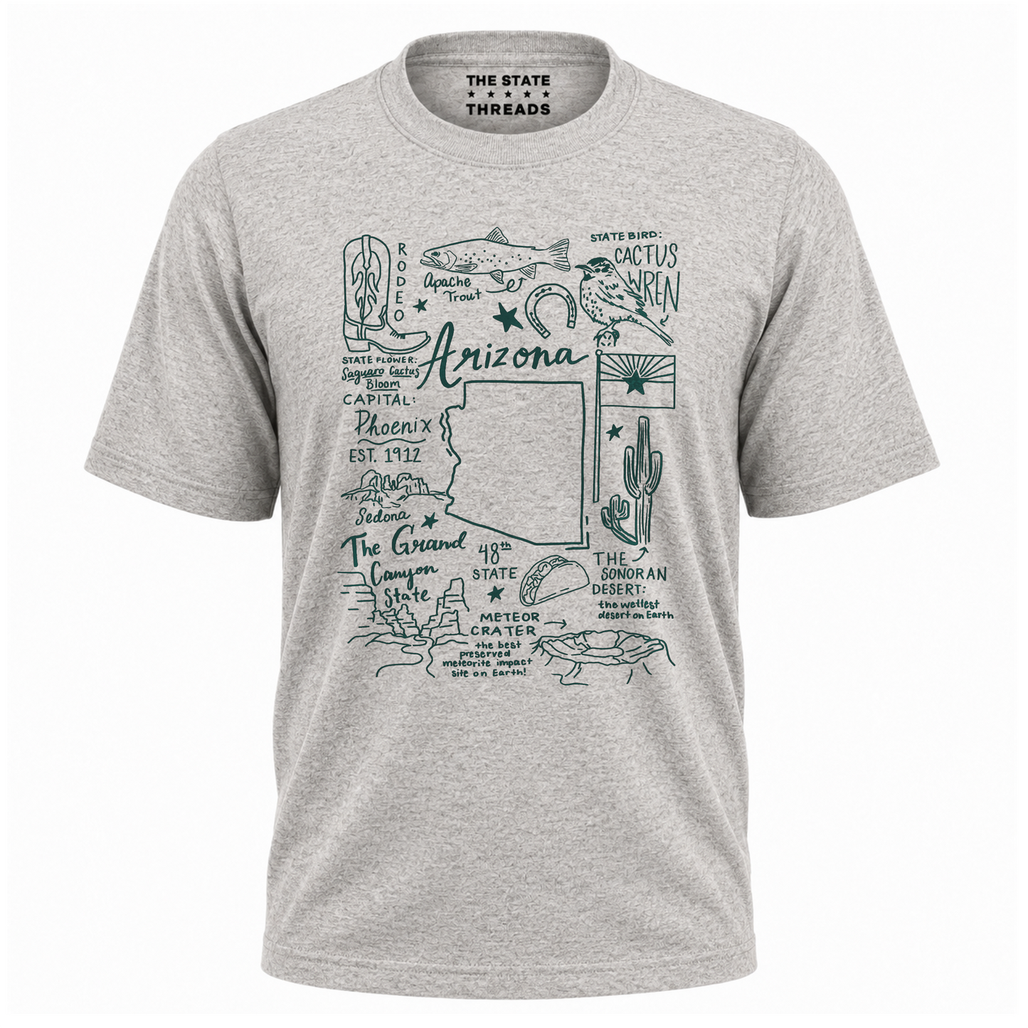 Arizona State Heritage Cactus Wren Icon Collage Shirt