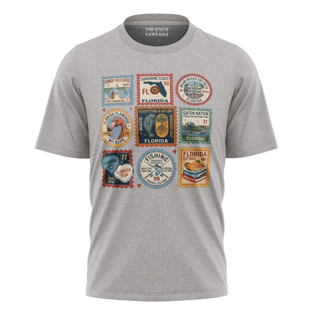 Florida Vintage Stamp Collage Sunshine State Travel Shirt