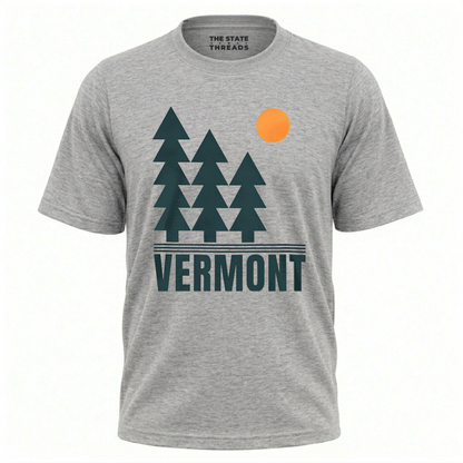 Vermont Minimalist Pine Trees Sun Nature Graphic Shirt