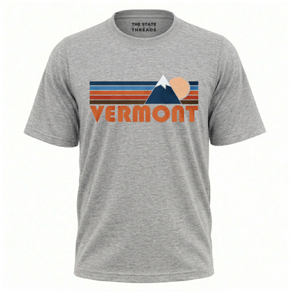 Vermont Green Mountain Retro Sunset Mountain Adventure Shirt