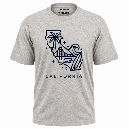 California State Map Minimalist Line Art Beach Shirt