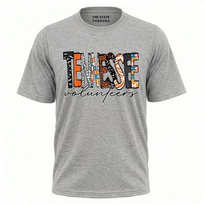 Tennessee Volunteers Retro Cowhide Pattern Script Shirt