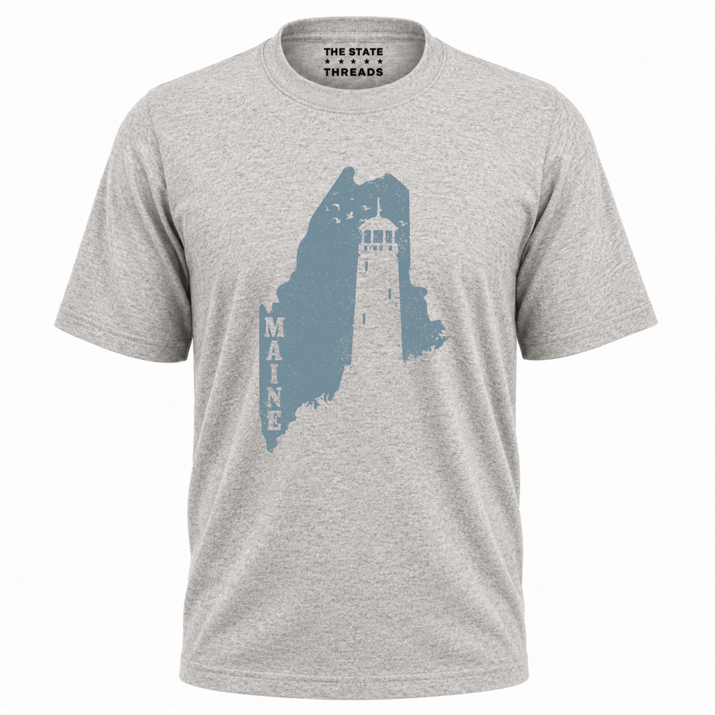 Maine Vintage Coastal Lighthouse Distressed Graphic Shirt