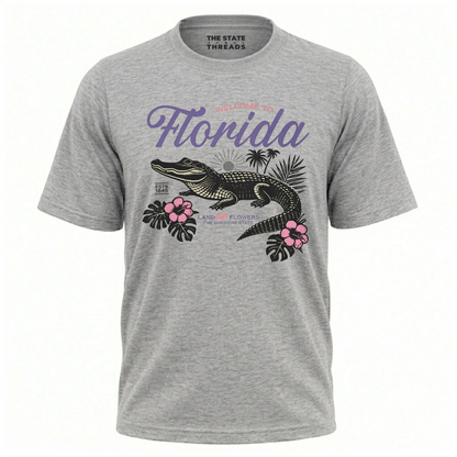 Welcome to Florida Alligator Retro Floral Summer Shirt