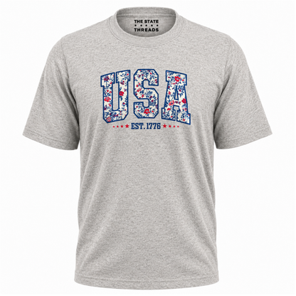 America Floral USA Est 1776 Patriotic Shirt