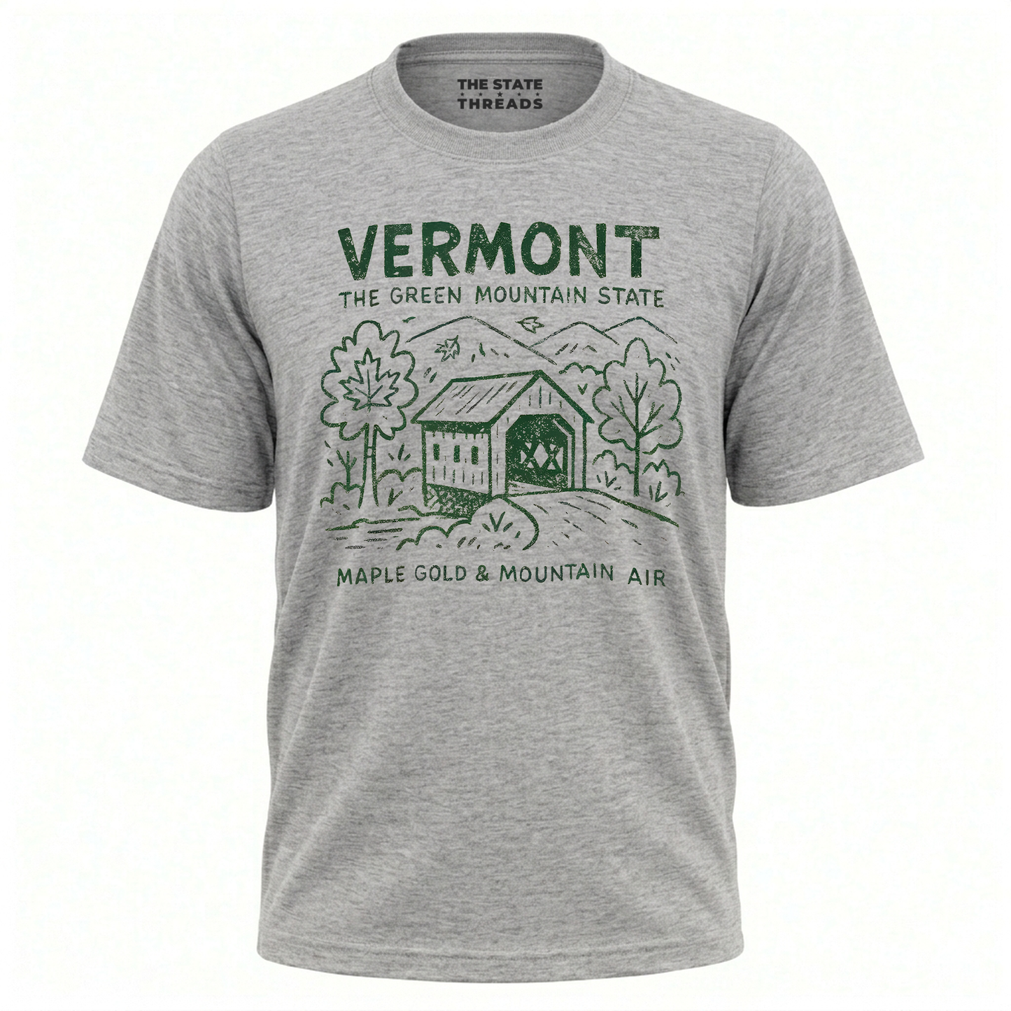 Vermont Green Mountain State Maple Gold Covered Bridge Shirt