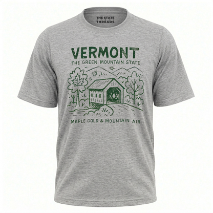 Vermont Green Mountain State Maple Gold Covered Bridge Shirt