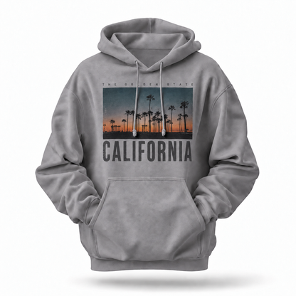 California Golden State Palm Tree Sunset Photo Hoodie