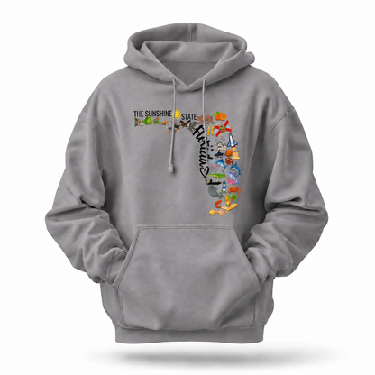 Florida Sunshine State Map Icons Collage Hoodie