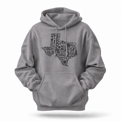 Texas State Map Line Art Icons Hoodie