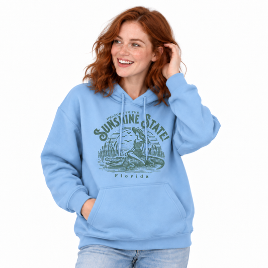 Florida Sunshine State Alligator Retro Pin-Up Hoodie