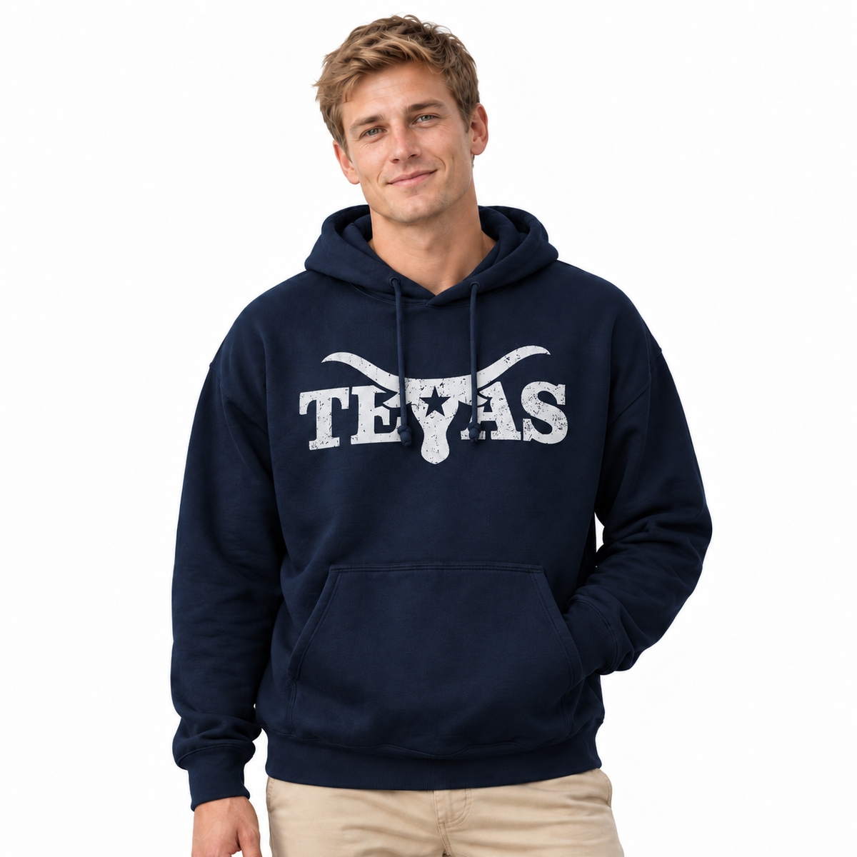 Texas Longhorn Skull Lone Star Distressed Western Hoodie