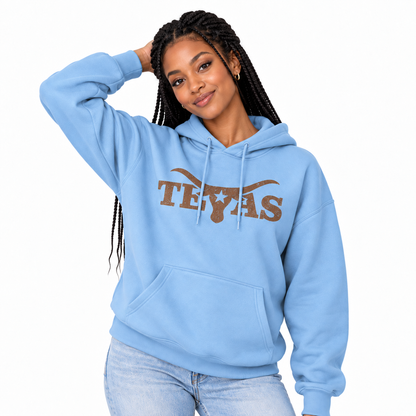 Texas Longhorn Skull Lone Star Distressed Western Hoodie