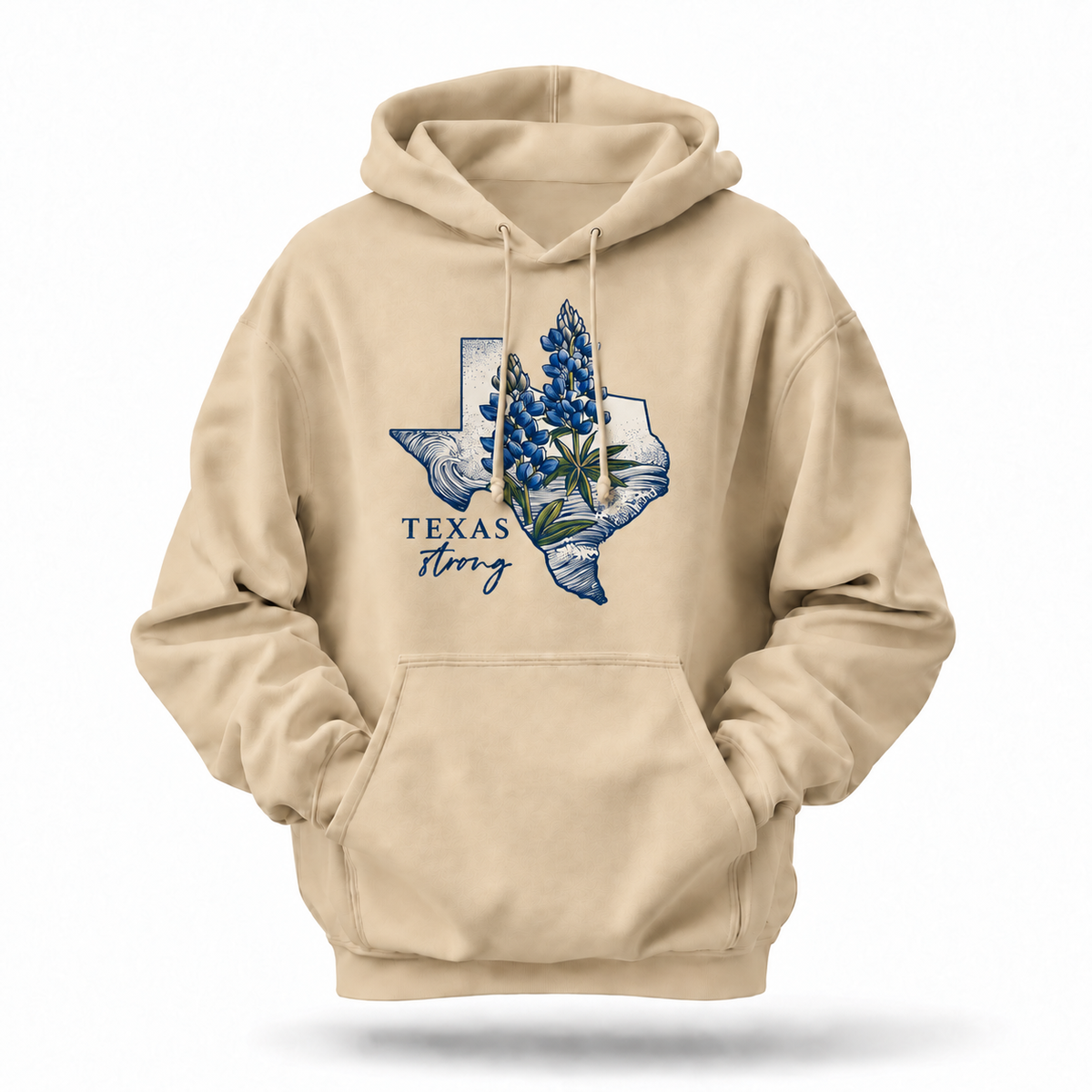 Texas Strong Bluebonnet State Map Hoodie