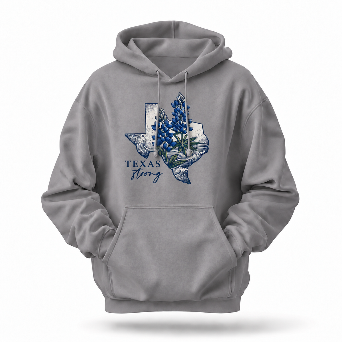 Texas Strong Bluebonnet State Map Hoodie