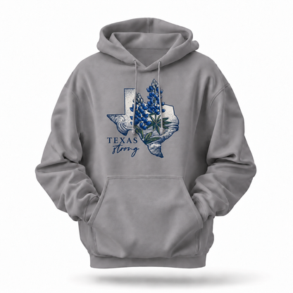 Texas Strong Bluebonnet State Map Hoodie