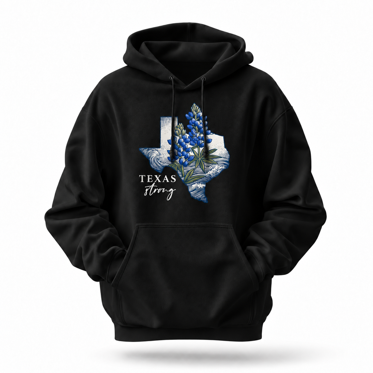 Texas Strong Bluebonnet State Map Hoodie