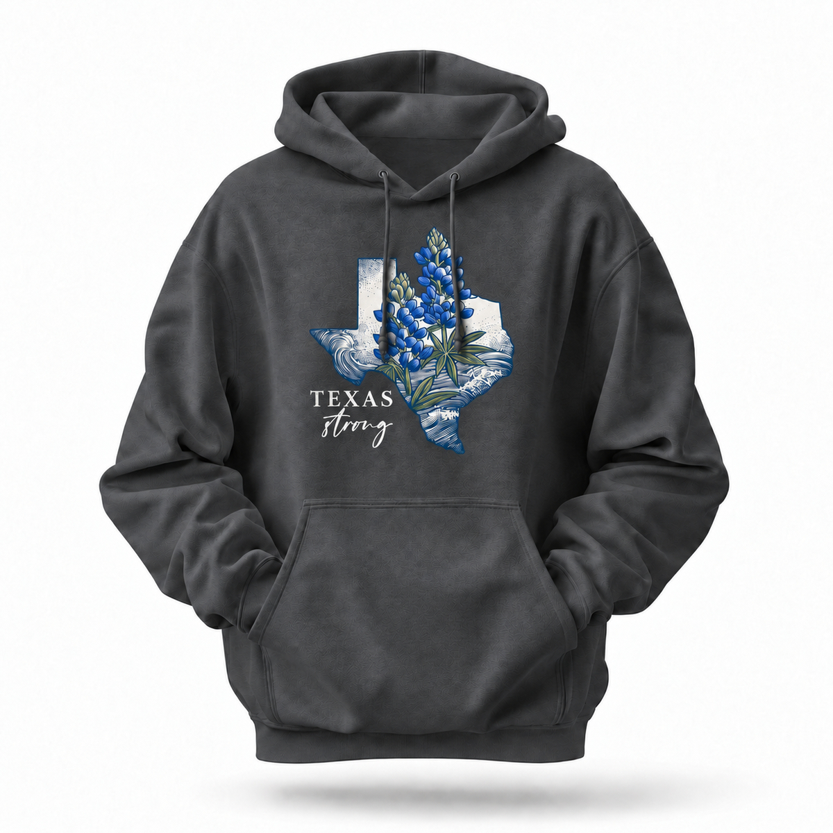 Texas Strong Bluebonnet State Map Hoodie