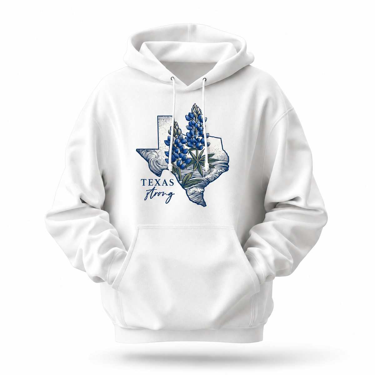 Texas Strong Bluebonnet State Map Hoodie