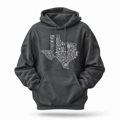 Texas State Map Line Art Icons Hoodie