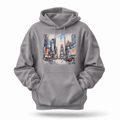 New York City Times Square Watercolor Art Hoodie