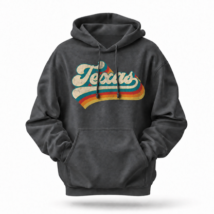 Texas Vintage 70s Script Rainbow Lettering Hoodie