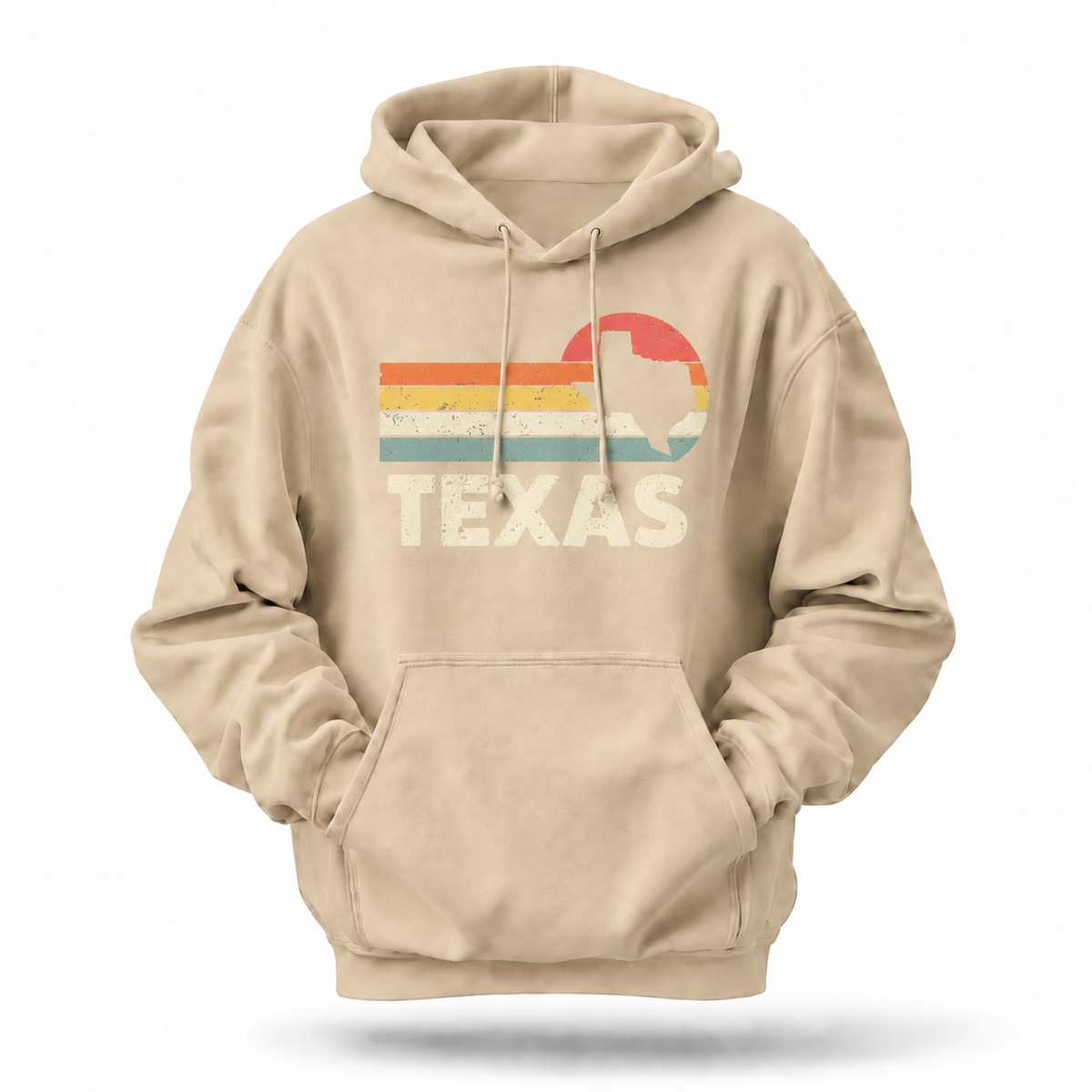 Texas Retro Sunset Stripes State Silhouette Hoodie